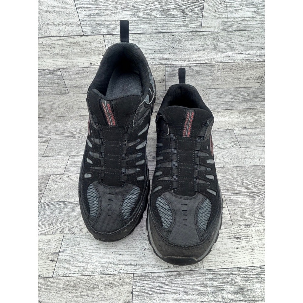 Skechers Afterburn M Fit Mens Black Charcoal Leather Sneakers 51866 Size 10